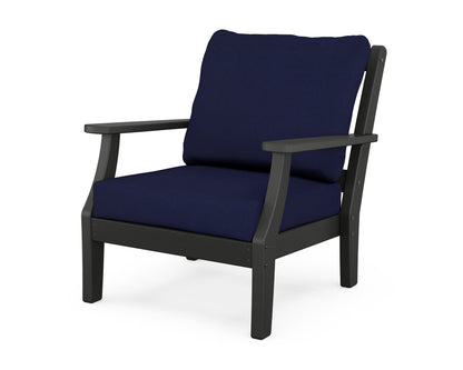 Martha Stewart by POLYWOOD® Chinoiserie Deep Seating Chair in Black / Navy