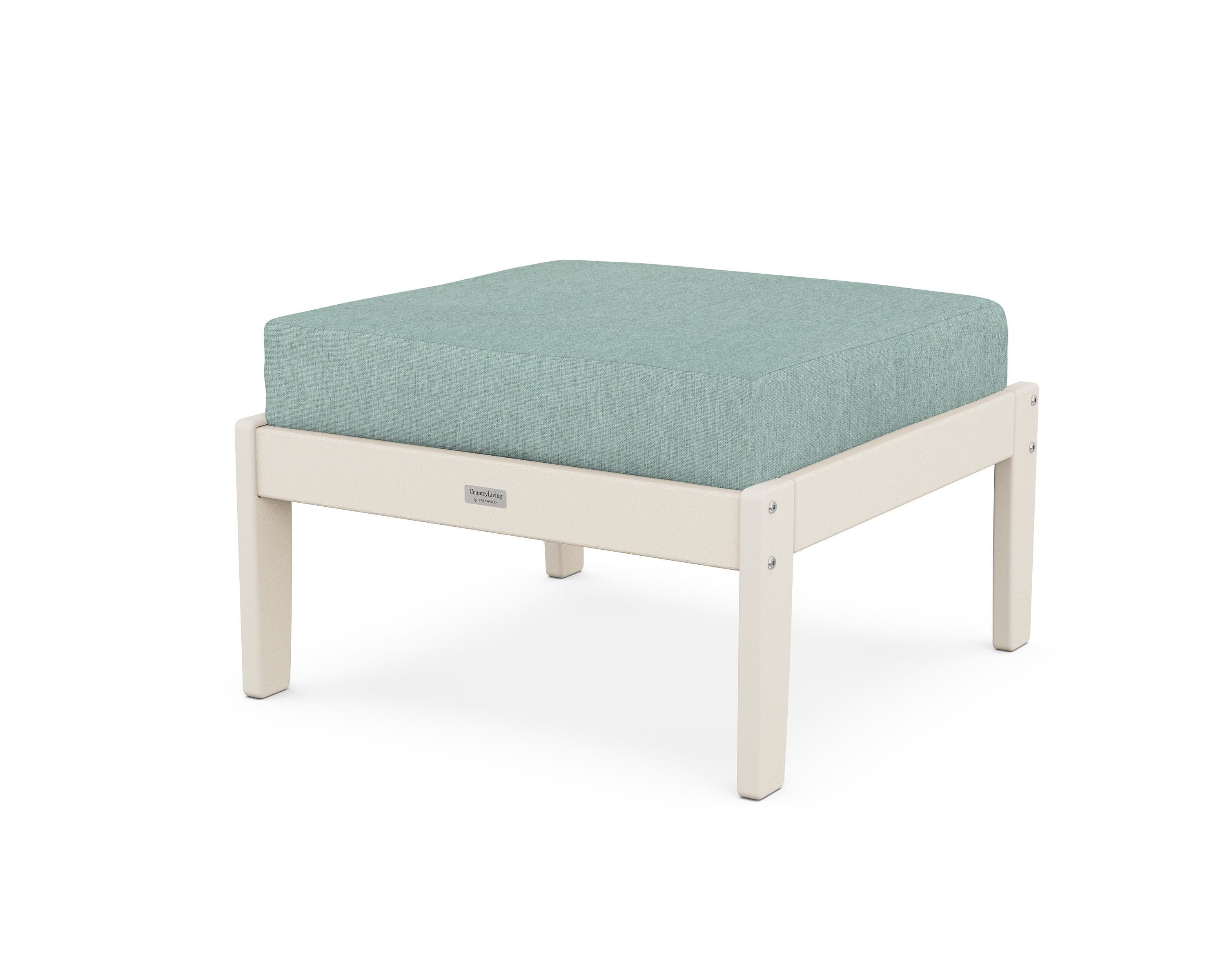 Country Living Cottage Deep Seating Ottoman in Sand / Glacier Spa