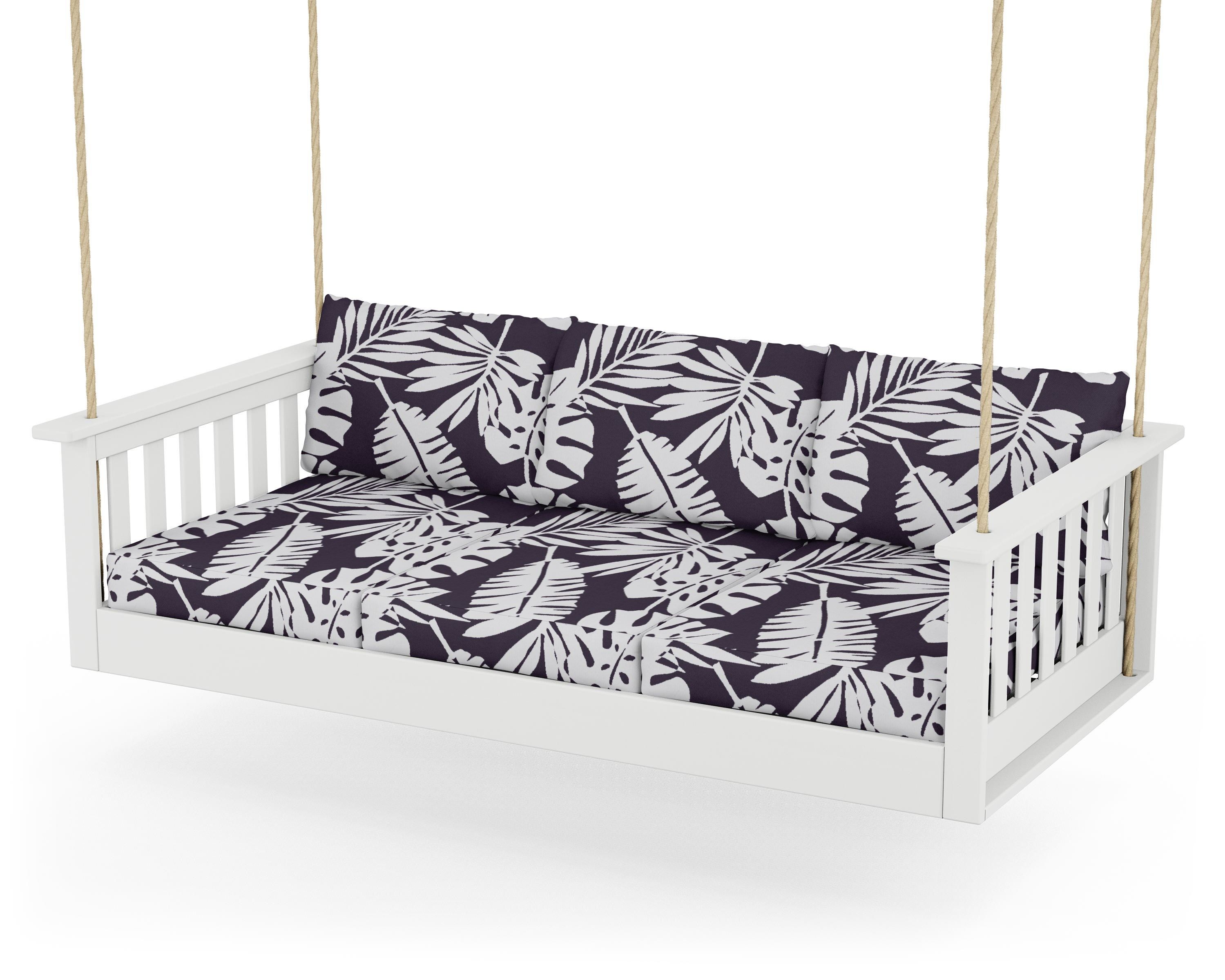 POLYWOOD® Vineyard Daybed Swing in White / Leaf Navy