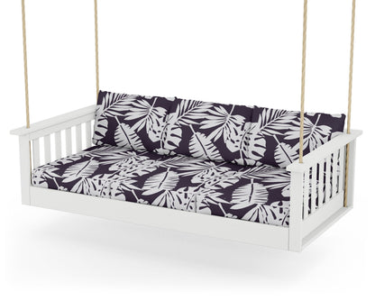 POLYWOOD® Vineyard Daybed Swing in White / Leaf Navy