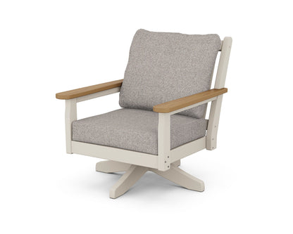 POLYWOOD® Chippendale Deep Seating Swivel Chair in Sand / Natural / Weathered Tweed