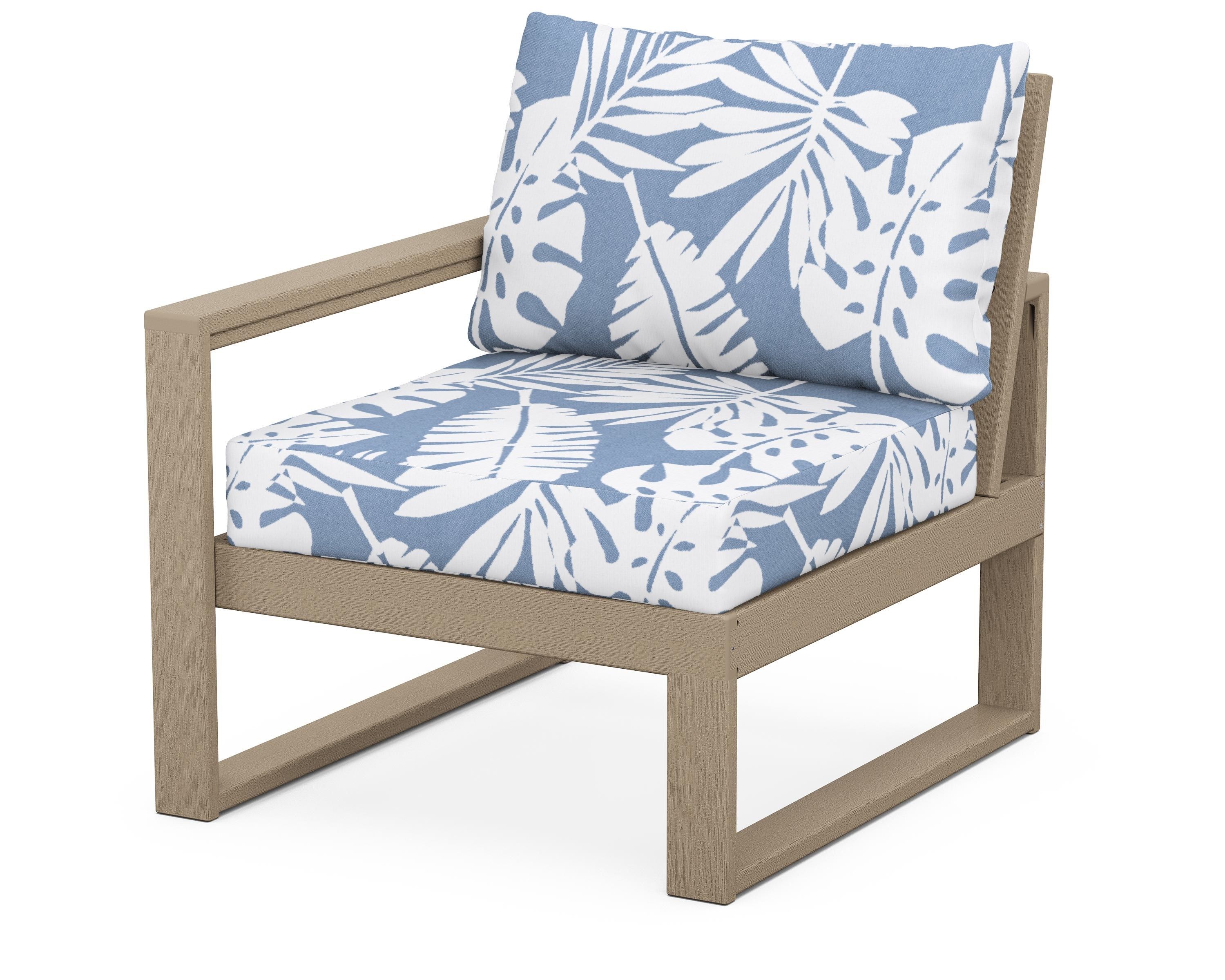 POLYWOOD® EDGE Modular Left Arm Chair in Vintage Sahara / Leaf Sky Blue