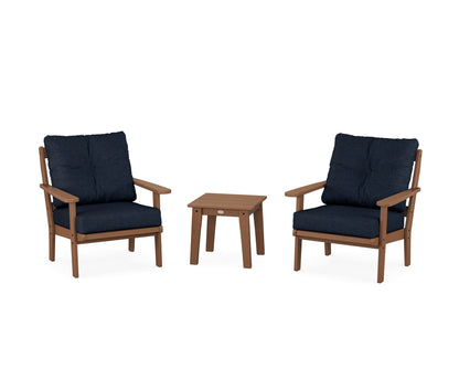 POLYWOOD® Mission 3-Piece Deep Seating Set in Teak / Marine Indigo