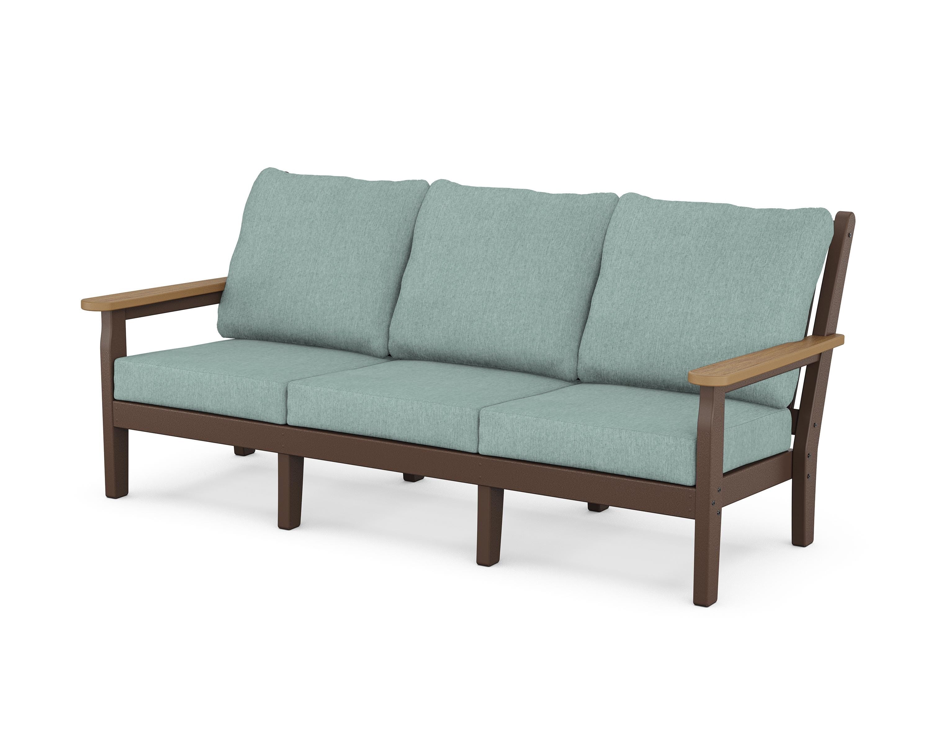 POLYWOOD® Chippendale Deep Seating Sofa in Mahogany / Natural / Glacier Spa
