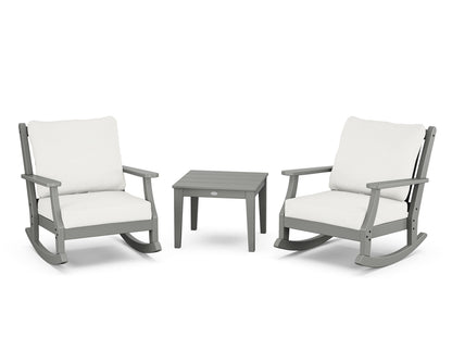 Country Living Wovendale 3-Piece Deep Seating Rocker Set in Slate Grey / Natural Linen