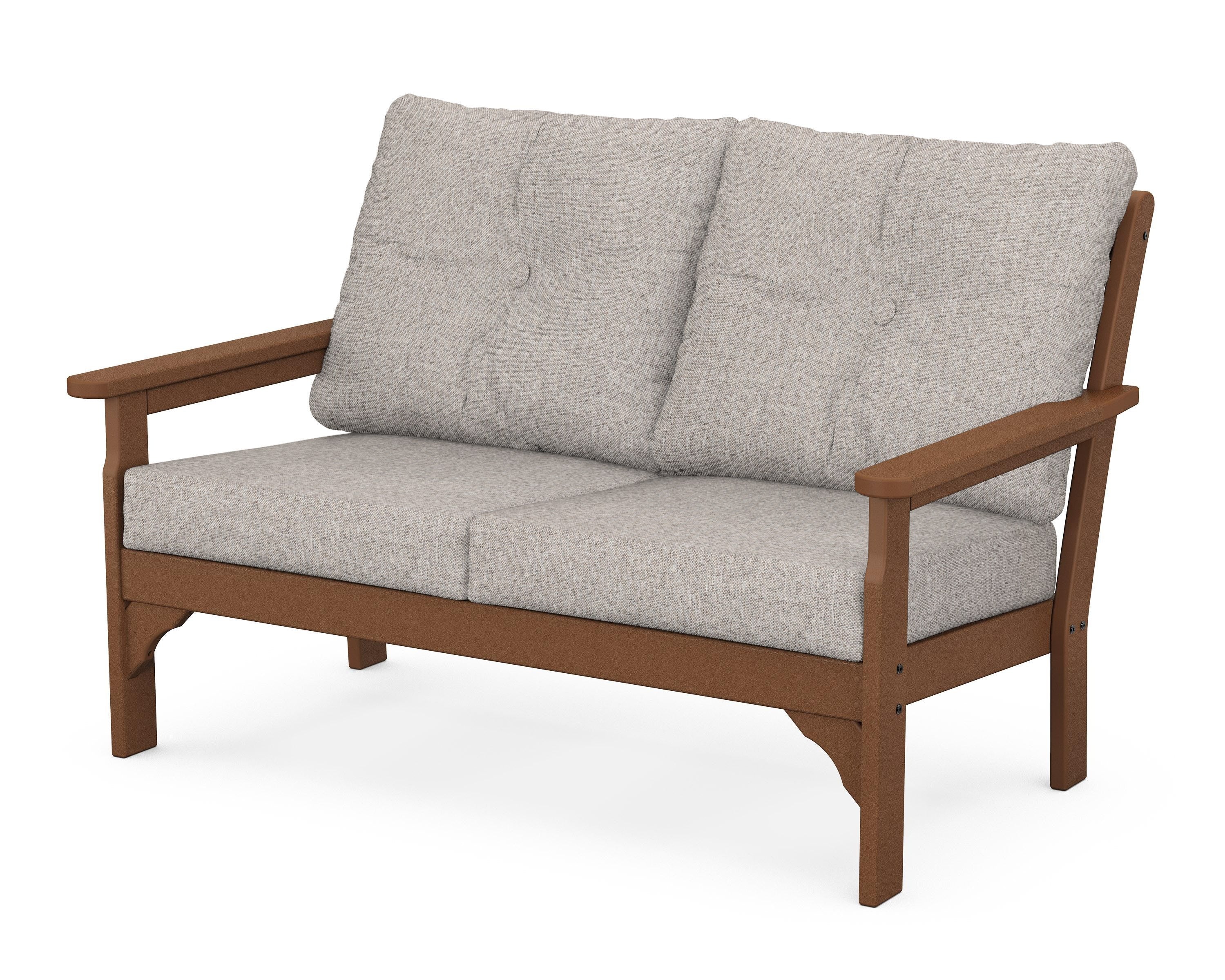 POLYWOOD® Vineyard Deep Seating Loveseat in Teak / Weathered Tweed