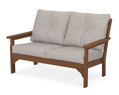 POLYWOOD® Vineyard Deep Seating Loveseat in Teak / Weathered Tweed