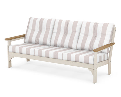 POLYWOOD® Vineyard Deep Seating Sofa in Sand / Natural / Cabana Stripe Dune Burlap