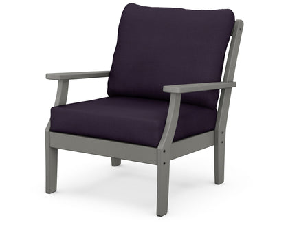 POLYWOOD® Braxton Deep Seating Chair in Slate Grey / Navy Linen