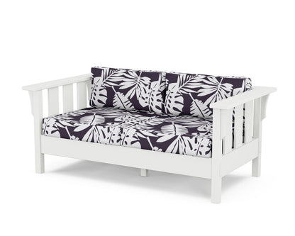 Martha Stewart by POLYWOOD® Acadia Deep Seating Loveseat in White / Leaf Navy