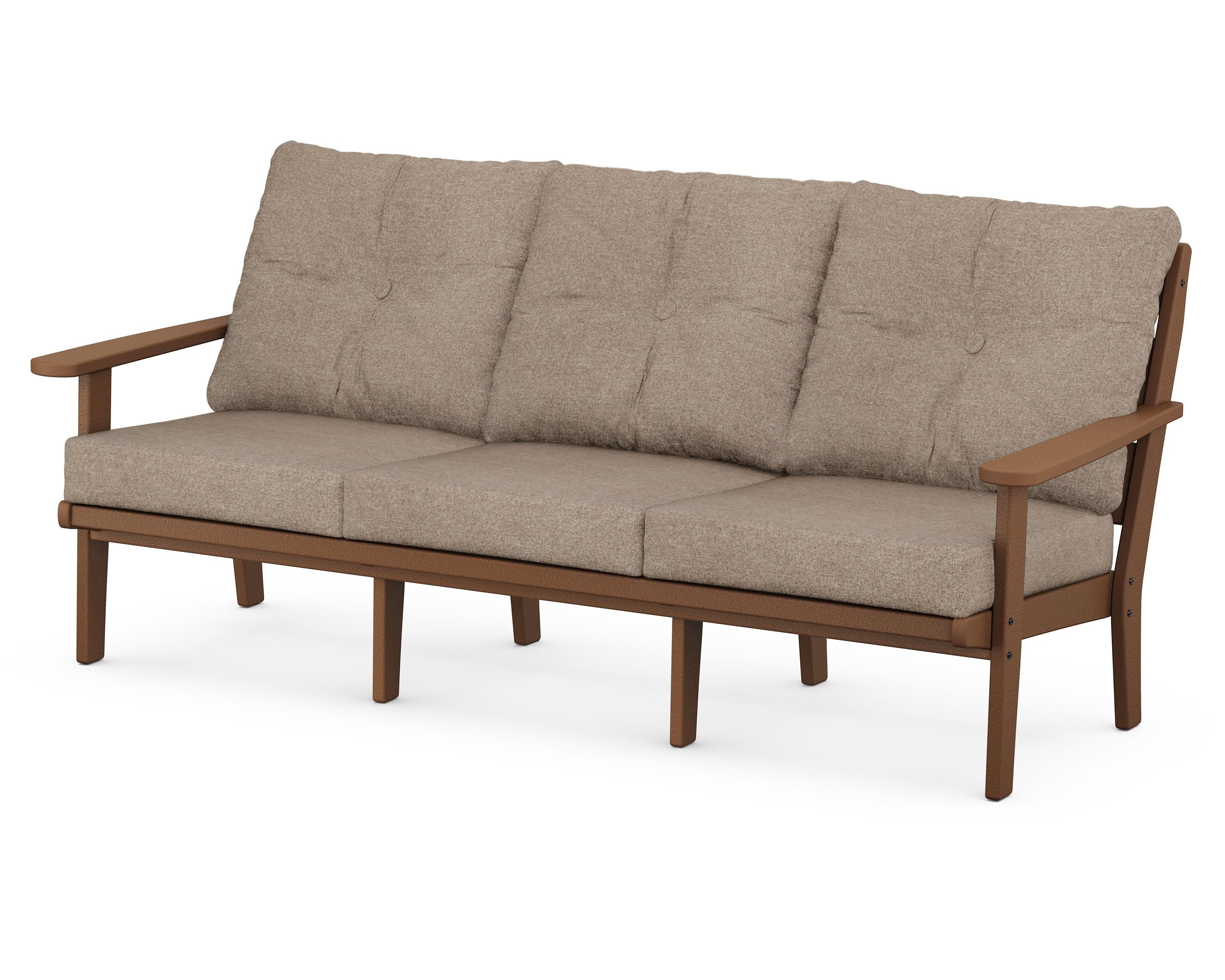 POLYWOOD® Lakeside Deep Seating Sofa in Teak / Spiced Burlap