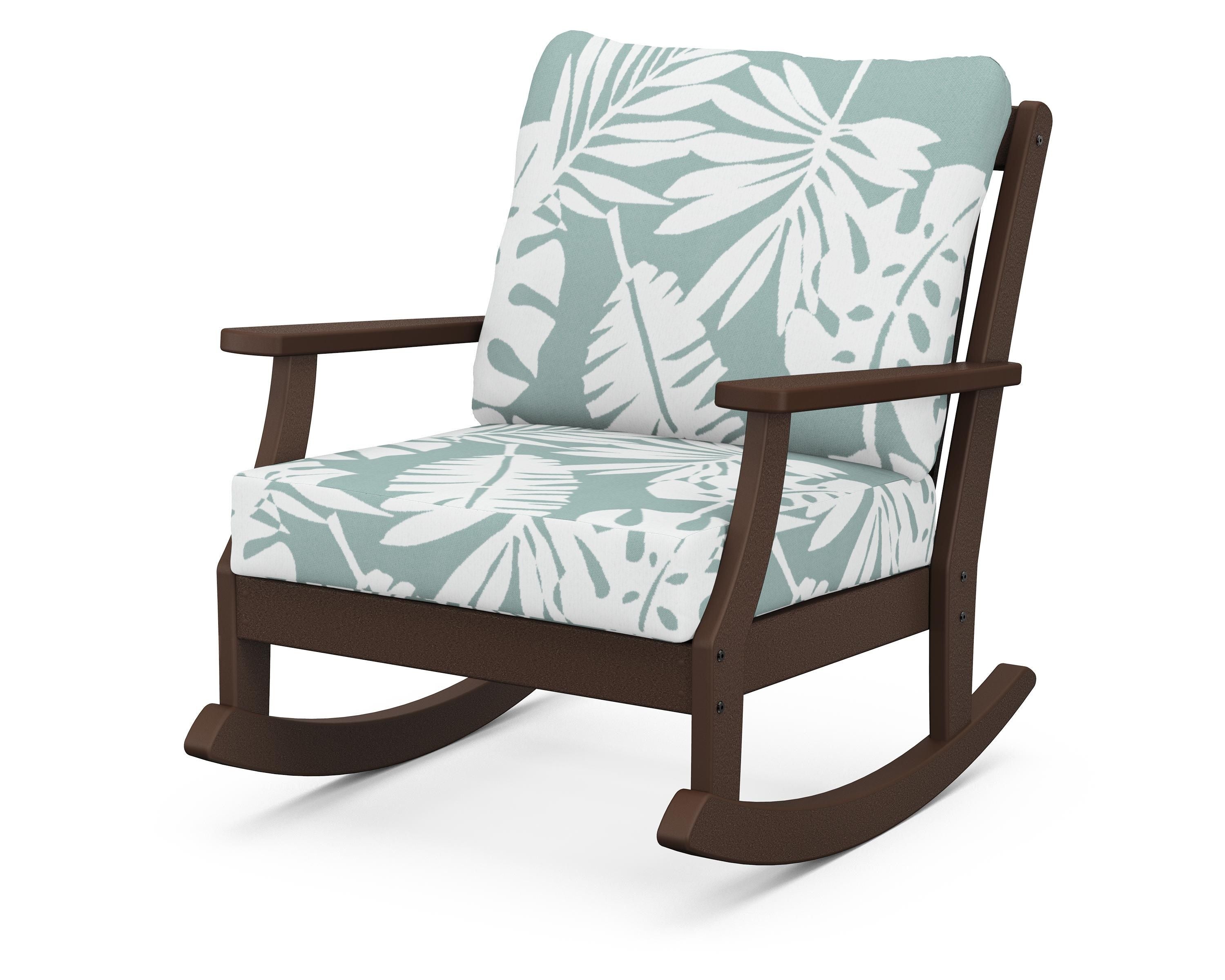POLYWOOD® Braxton Deep Seating Rocking Chair in Mahogany / Leaf Glacier Spa