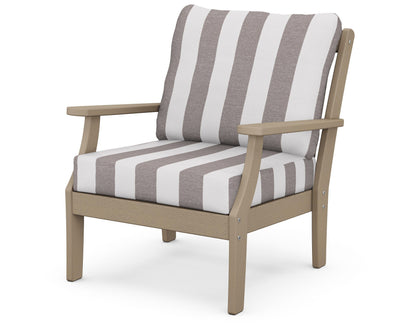 POLYWOOD® Braxton Deep Seating Chair in Vintage Sahara / Cabana Stripe Grey Mist