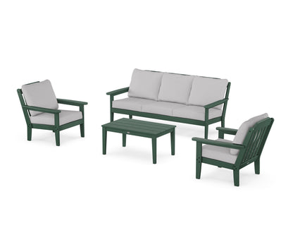 Country Living Cottage 4-Piece Deep Seating Set with Sofa in Green / Granite