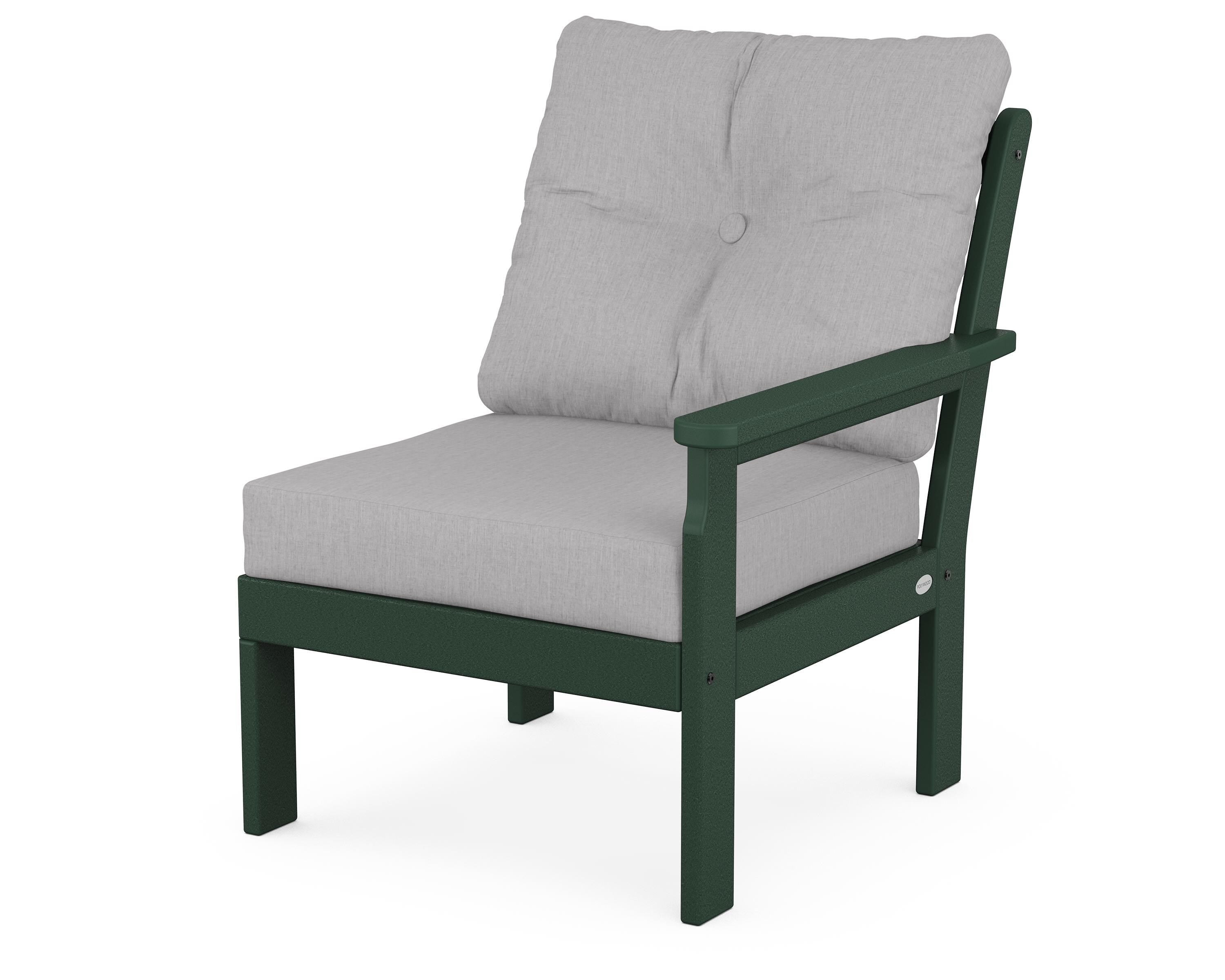 POLYWOOD® Vineyard Modular Right Arm Chair in Green / Granite