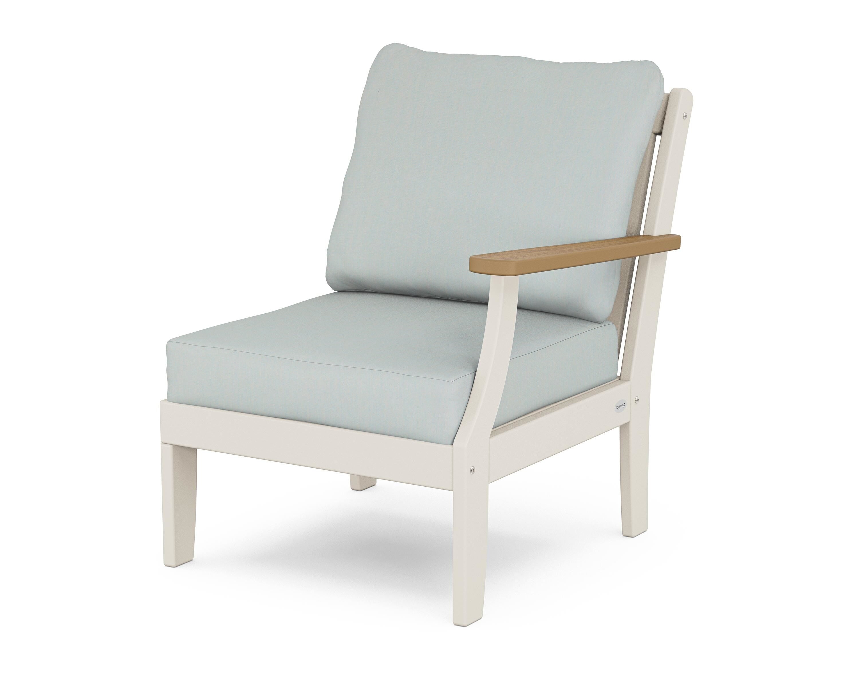 POLYWOOD® Braxton Modular Right Arm Chair in Sand / Natural / Spa