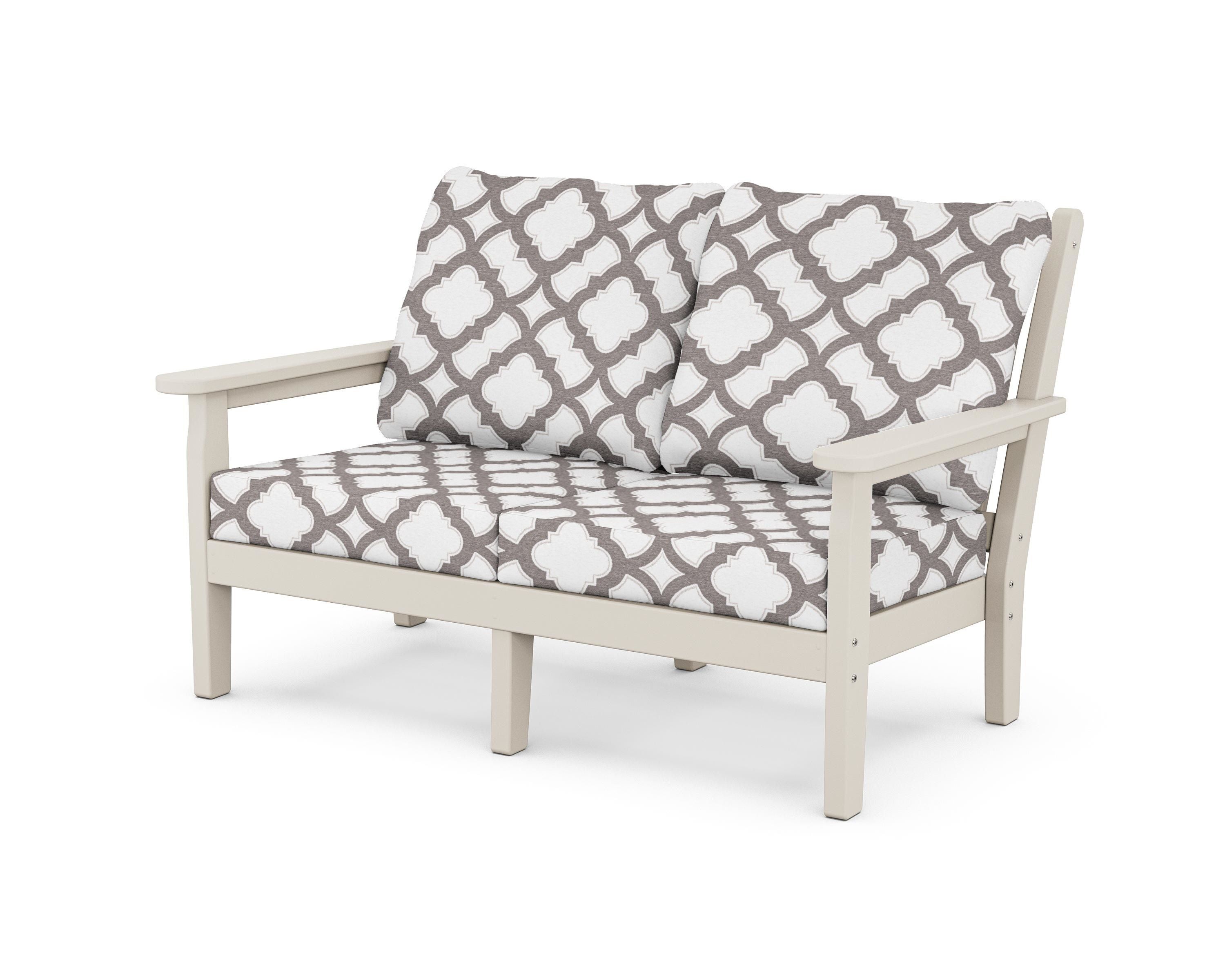 POLYWOOD® Chippendale Deep Seating Loveseat in Sand / Trellis Grey Mist