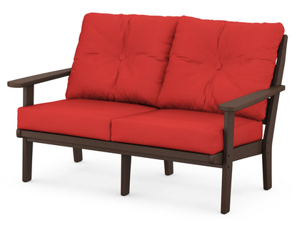 POLYWOOD® Lakeside Deep Seating Loveseat in Mahogany / Crimson Linen