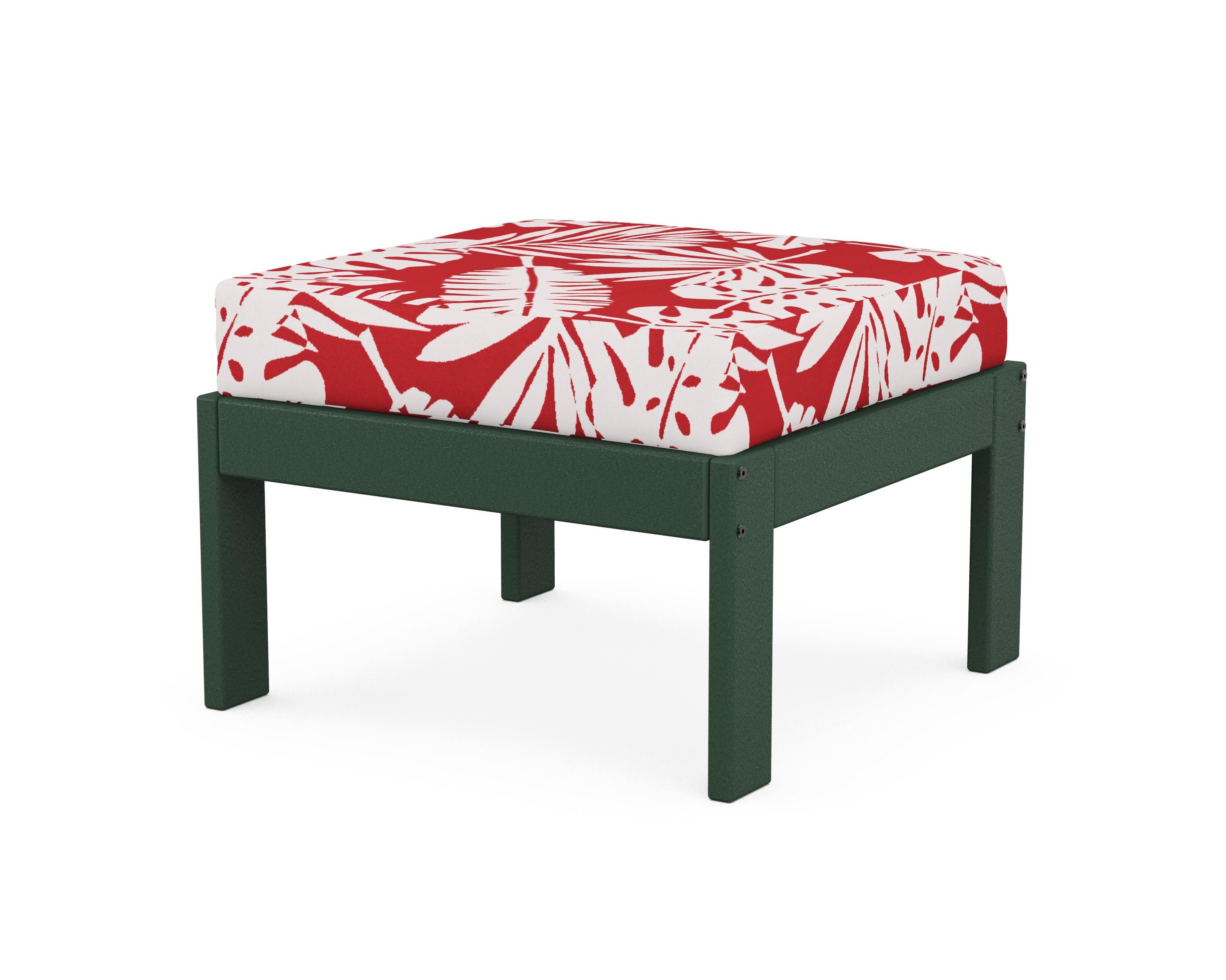 POLYWOOD® Vineyard Modular Ottoman in Green / Leaf Crimson