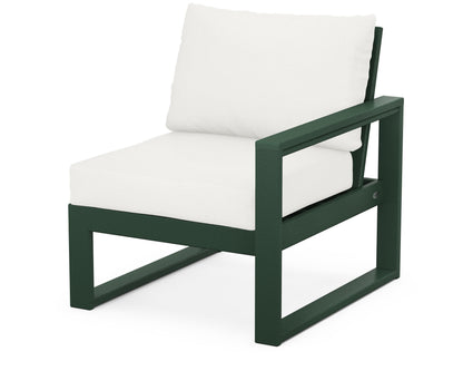 POLYWOOD® EDGE Modular Right Arm Chair in Green / Natural Linen