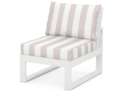 Unbranded Modular Armless Chair in White / Cabana Stripe Dune Burlap