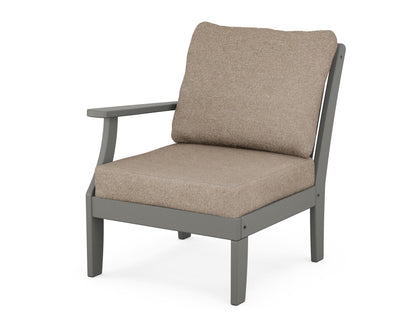 POLYWOOD® Braxton Modular Left Arm Chair in Slate Grey / Spiced Burlap