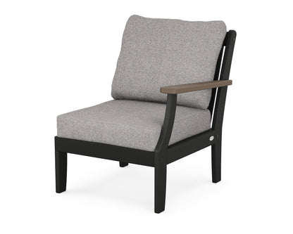 POLYWOOD® Braxton Modular Right Arm Chair in Black / Kona / Grey Mist