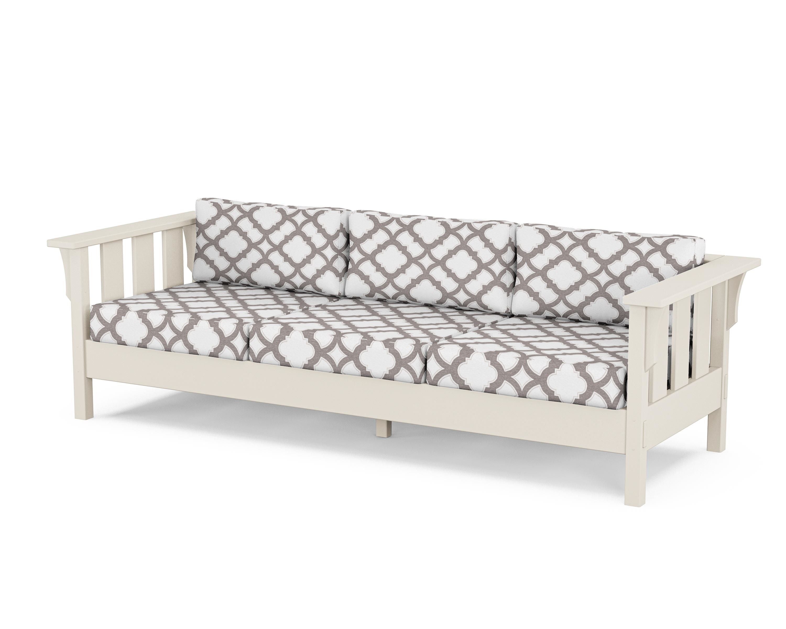 Martha Stewart by POLYWOOD® Acadia Deep Seating Sofa in Sand / Trellis Grey Mist