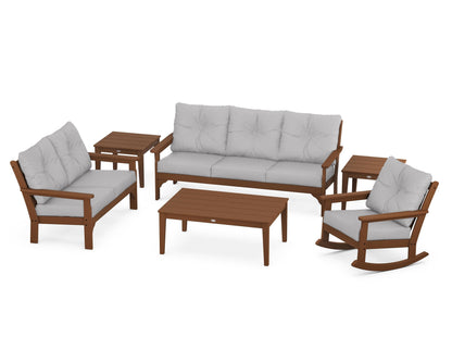 POLYWOOD® Vineyard 6-Piece Deep Seating Set in Teak / Granite