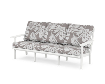 POLYWOOD® Prairie Deep Seating Sofa in White / Leaf Grey Mist