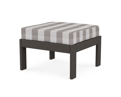 POLYWOOD® Vineyard Modular Ottoman in Vintage Coffee / Buffalo Plaid Grey Mist