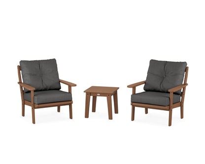 POLYWOOD® Mission 3-Piece Deep Seating Set in Teak / Spectrum Carbon