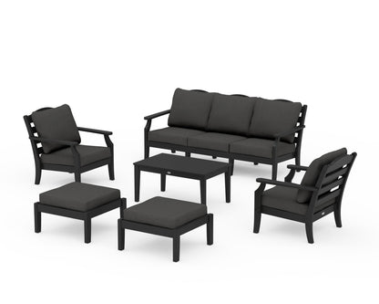 Draper James™ by  POLYWOOD® Savannah 6-Piece Lounge Sofa Set in Black / Spectrum Carbon