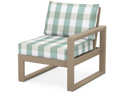 POLYWOOD® EDGE Modular Right Arm Chair in Vintage Sahara / Buffalo Plaid Glacier Spa
