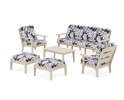 POLYWOOD® Lakeside 6-Piece Lounge Sofa Set in Sand / Leaf Navy