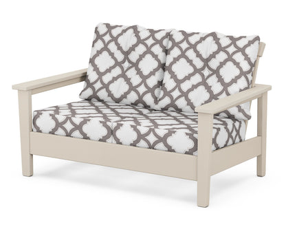 POLYWOOD® Prescott Deep Seating Loveseat in Sand / Trellis Grey Mist