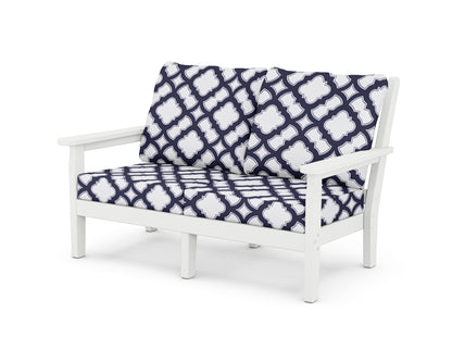 POLYWOOD® Chippendale Deep Seating Loveseat in White / Trellis Navy