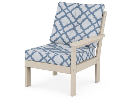 POLYWOOD® Vineyard Modular Right Arm Chair in Sand / Trellis Sky Blue