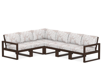 POLYWOOD® EDGE 6-Piece Modular Deep Seating Set in Mahogany / Leaf Dune Burlap