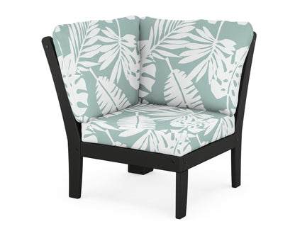 POLYWOOD® Braxton Modular Corner Chair in Black / Leaf Glacier Spa