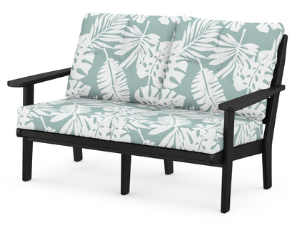 POLYWOOD® Lakeside Deep Seating Loveseat in Black / Leaf Glacier Spa