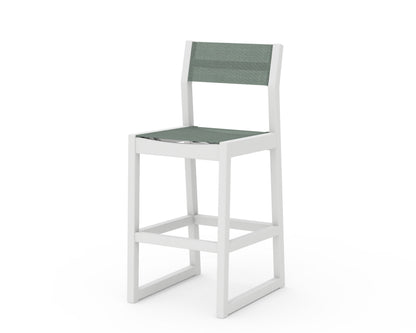 POLYWOOD® EDGE Sling Bar Side Chair in White / Dupioni Sea Mist Sling