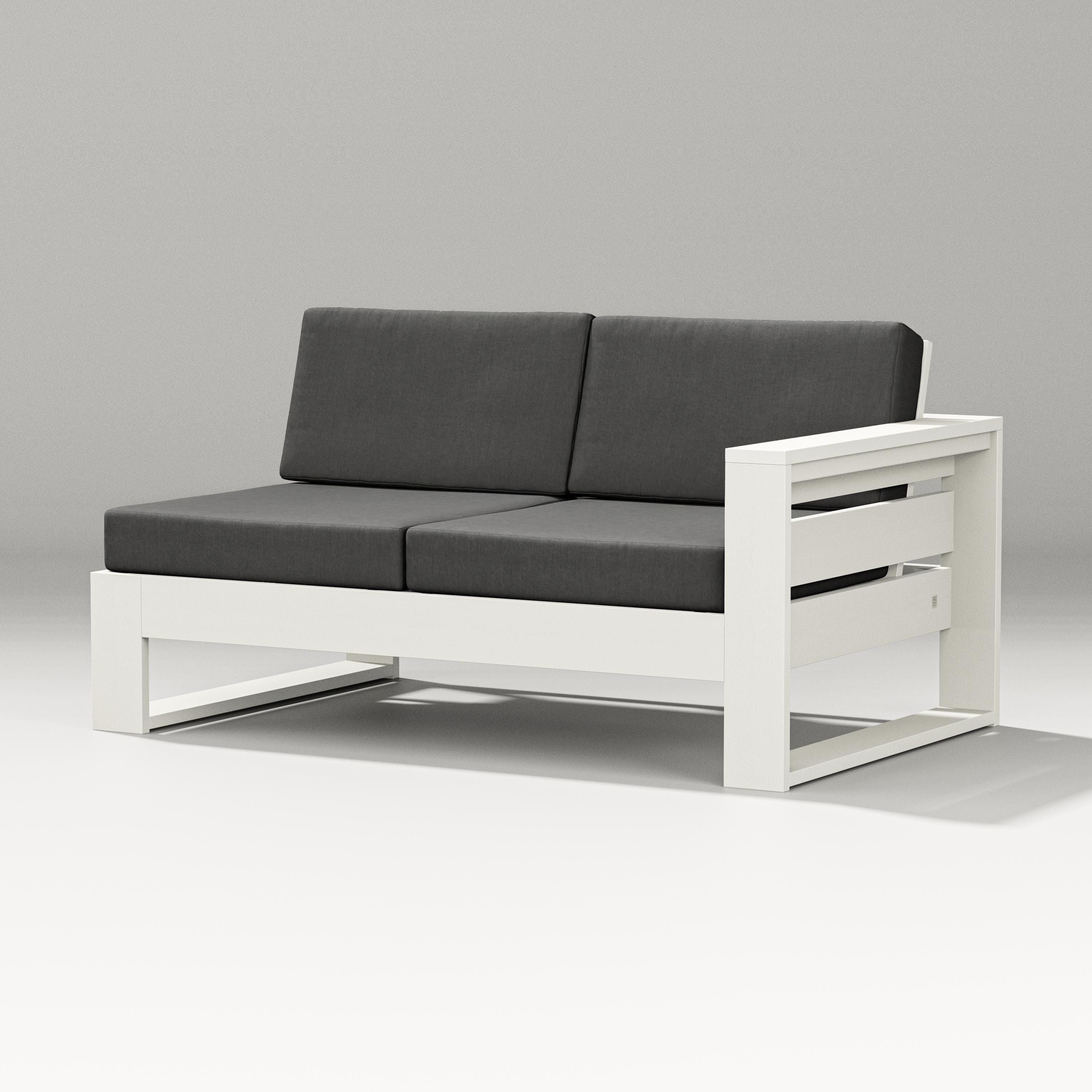 PW Designer Series Latitude Modular Right Arm Loveseat in Vintage White / Spectrum Carbon