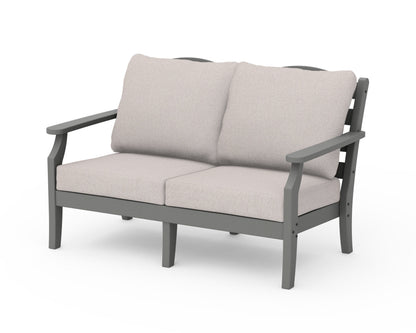 Draper James™ by  POLYWOOD® Savannah Deep Seating Loveseat in Slate Grey / Dune Burlap