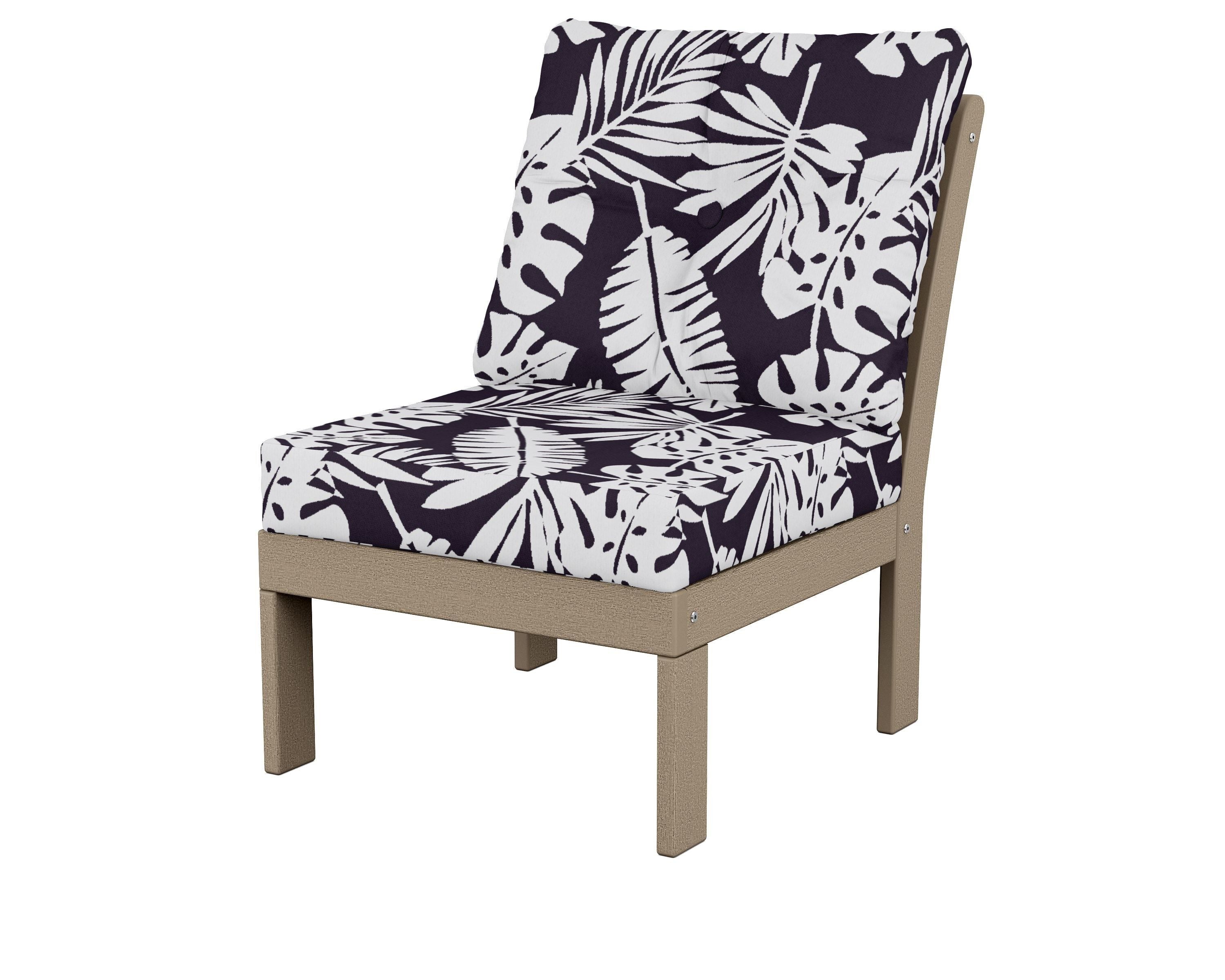 POLYWOOD® Vineyard Modular Armless Chair in Vintage Sahara / Leaf Navy