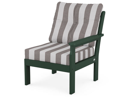POLYWOOD® Vineyard Modular Right Arm Chair in Green / Cabana Stripe Grey Mist