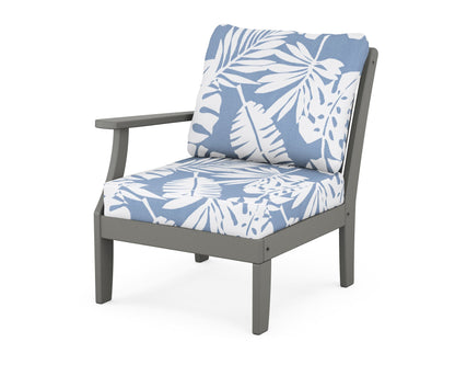 POLYWOOD® Braxton Modular Left Arm Chair in Slate Grey / Leaf Sky Blue