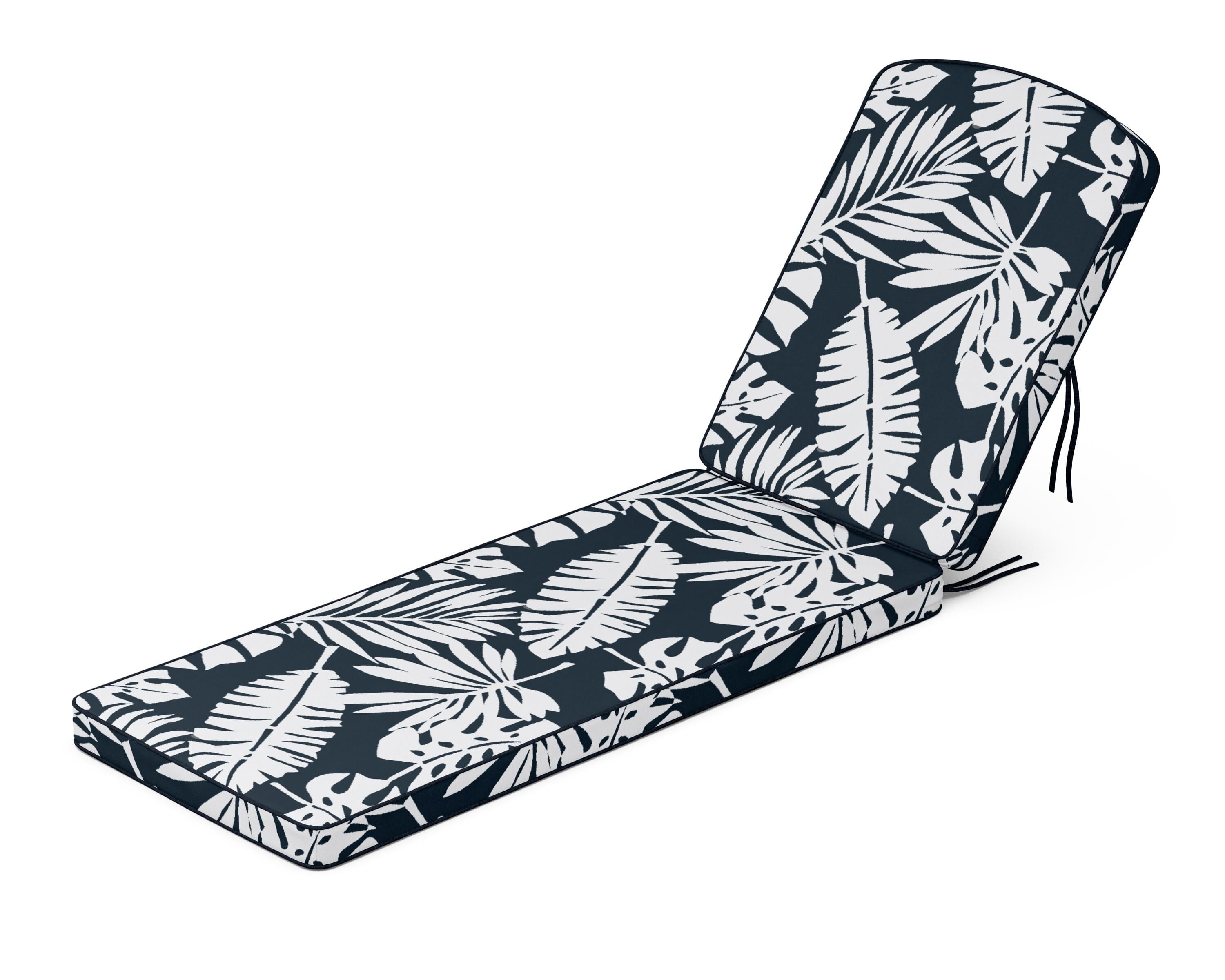 Martha Stewart by POLYWOOD® Chinoiserie Chaise Cushion in Leaf Marine Indigo