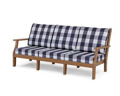 Country Living Wovendale Deep Seating Sofa in Teak / Buffalo Plaid Navy