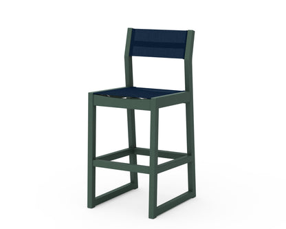 POLYWOOD® EDGE Sling Bar Side Chair in Green / Navy Blue Sling